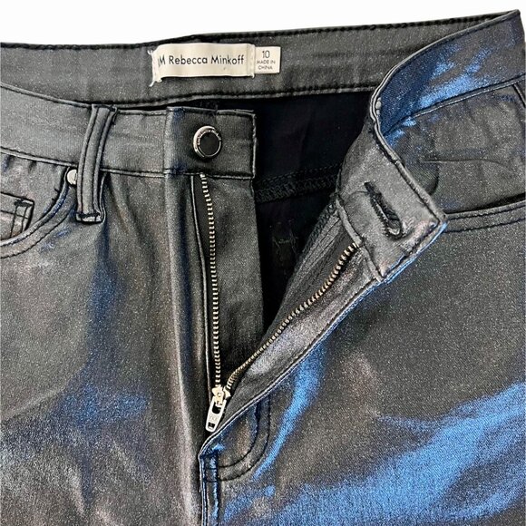 Rebecca Minkoff Womens Size 10 Black Metallic High-Waist Skinny Pants NWOT's - Picture 5 of 14